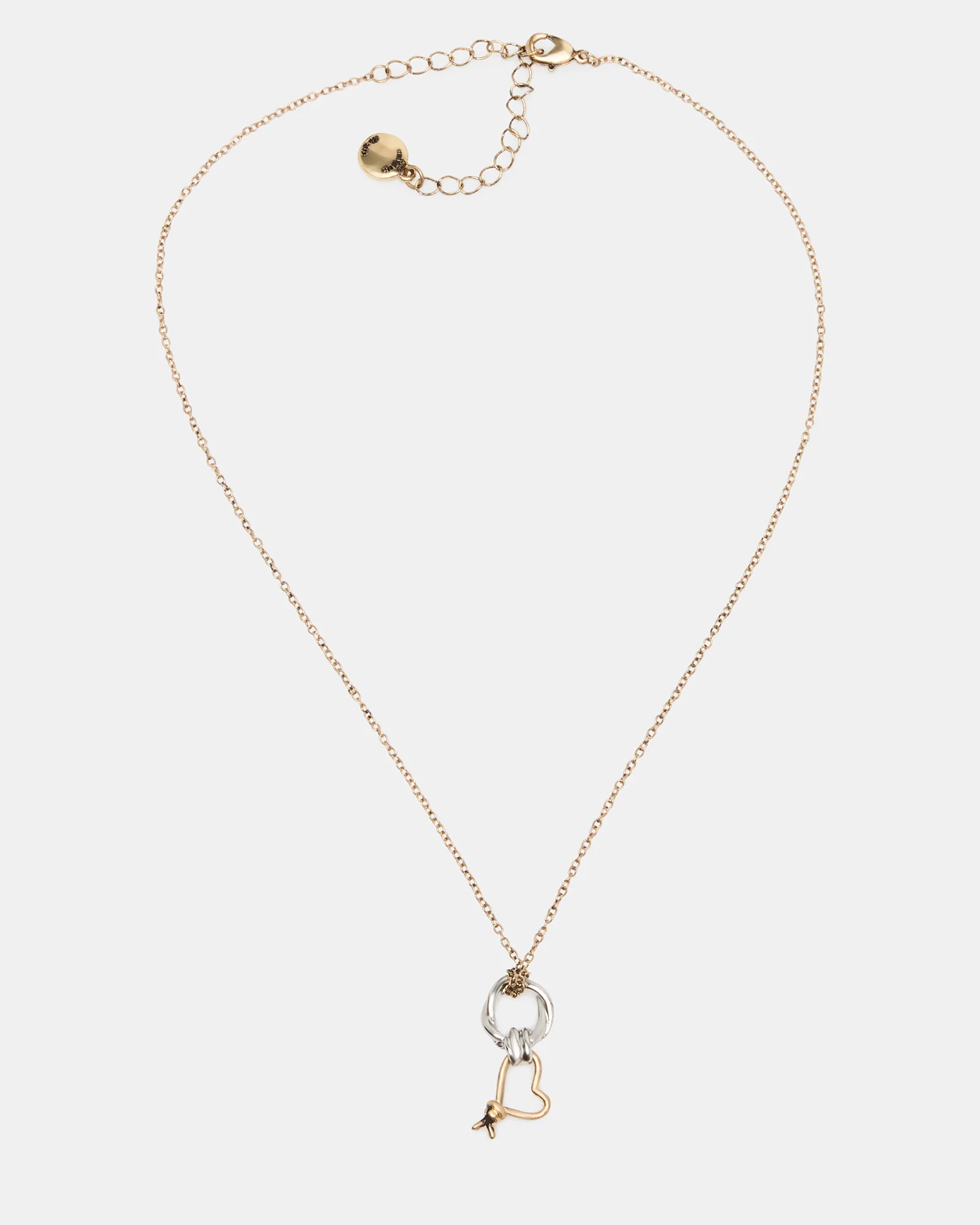 TWO TONE KNOT HEART PENDANT NECKLACE