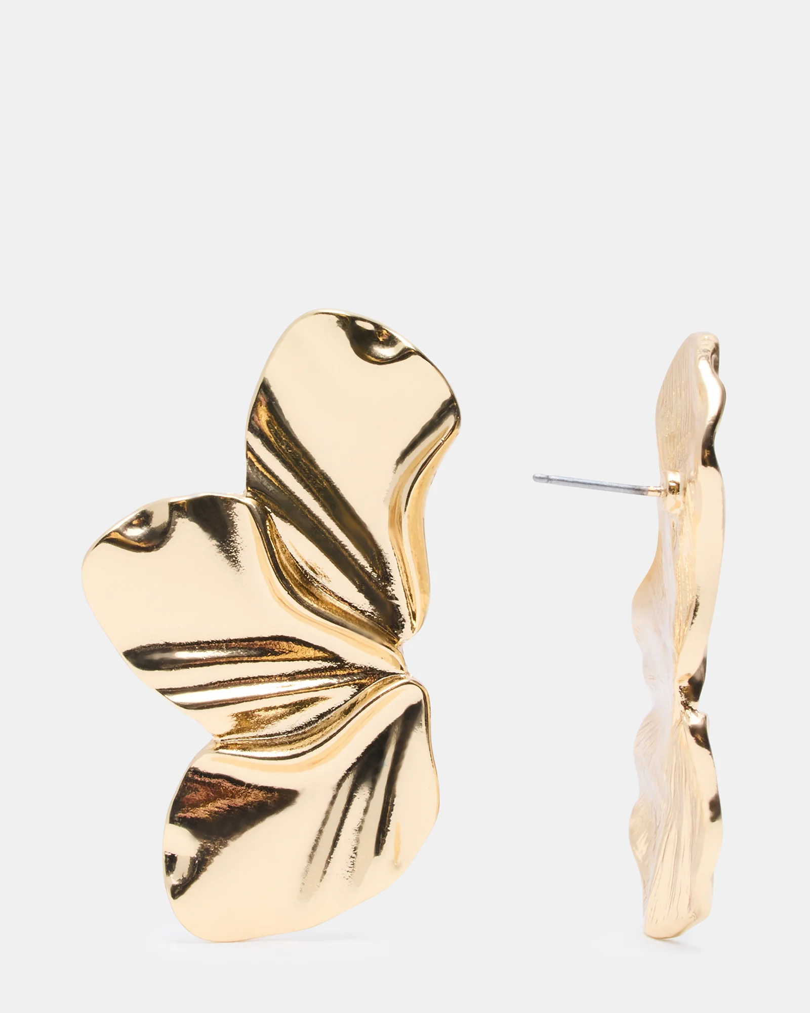 LARGE FLOWER POST EARRINGS GOLD - Image 3