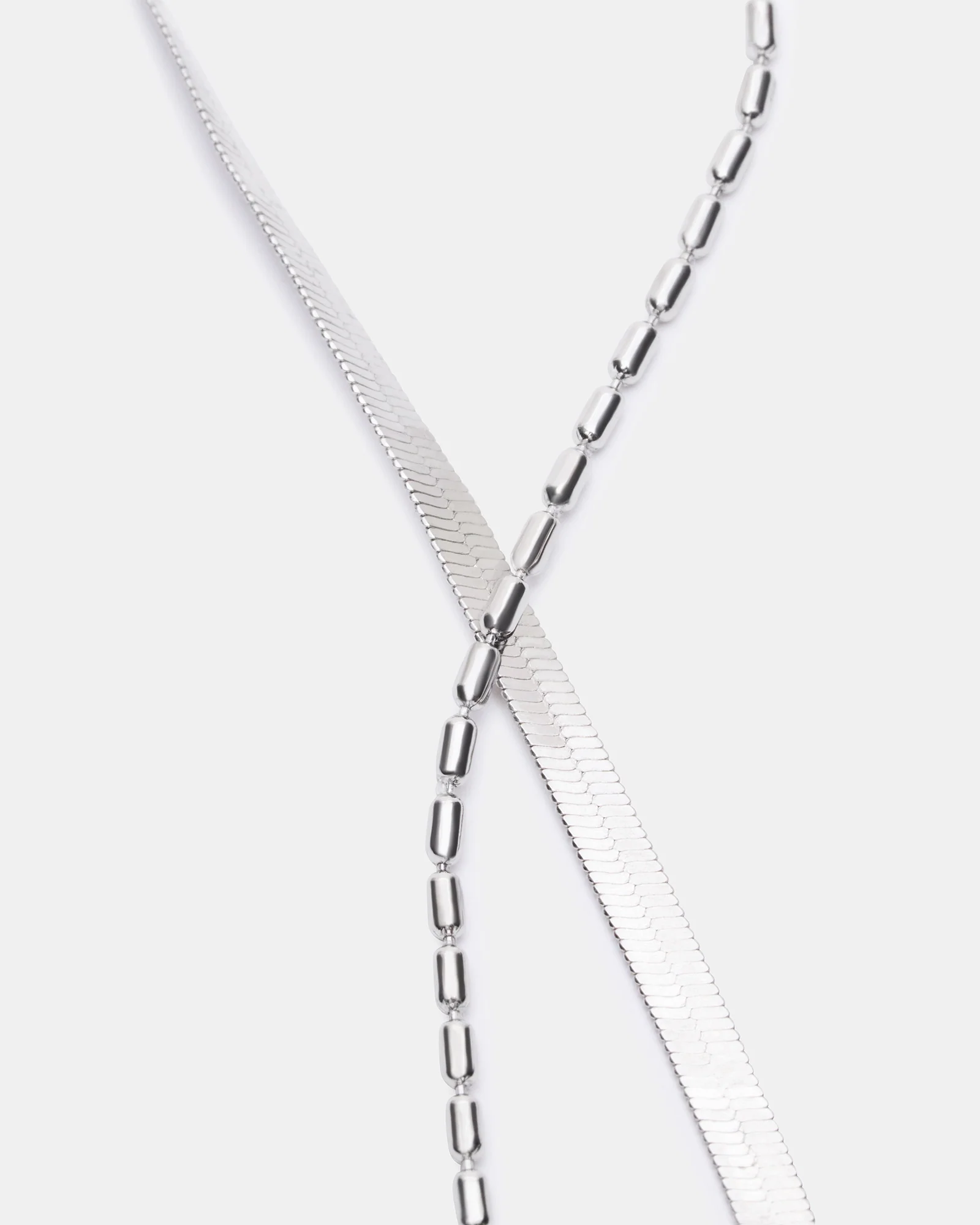 HERRINGBONE CHAIN ANKLET SET SILVER - Image 4