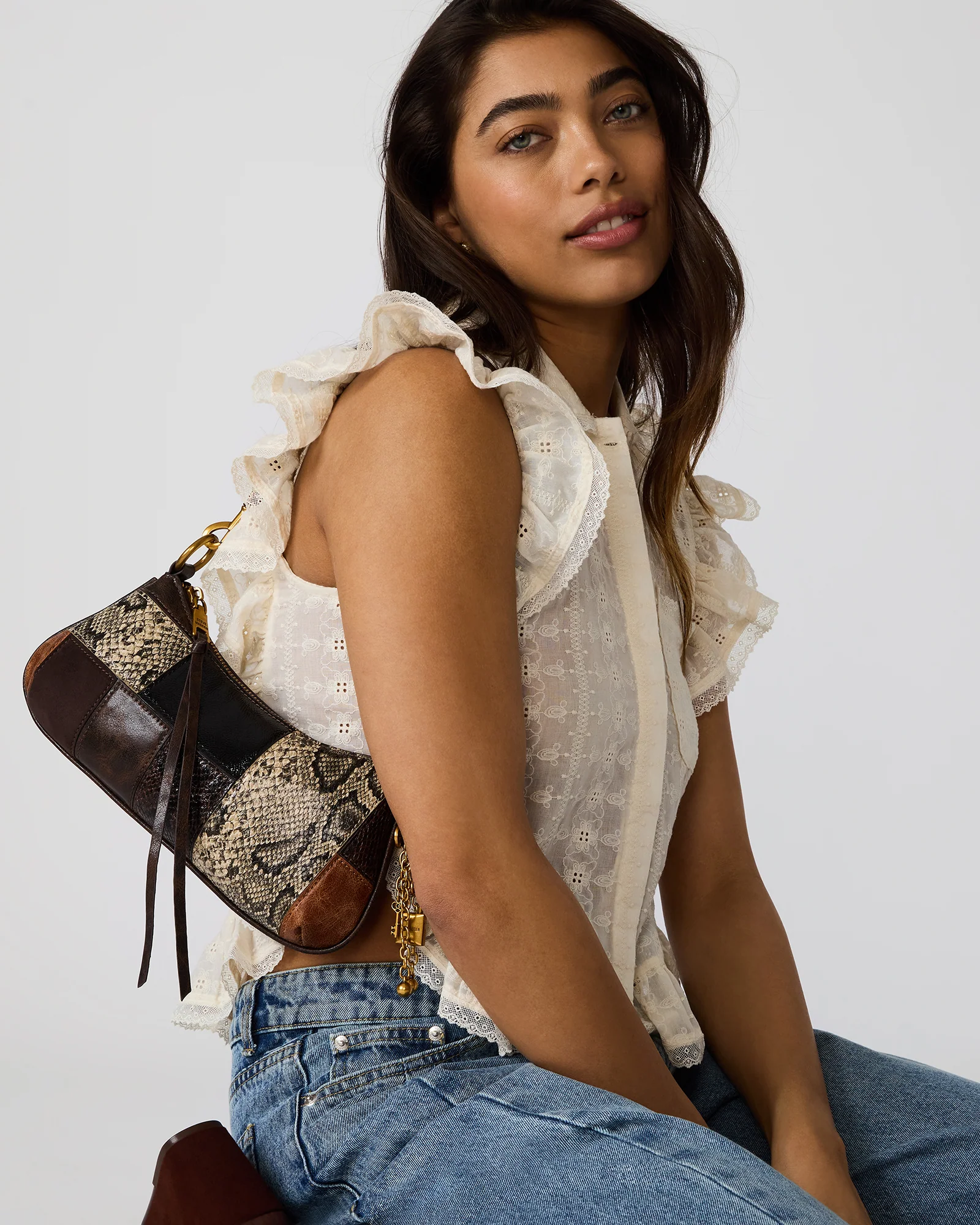 IRINA PATCHWORK BAG BROWN MULTI - Image 2