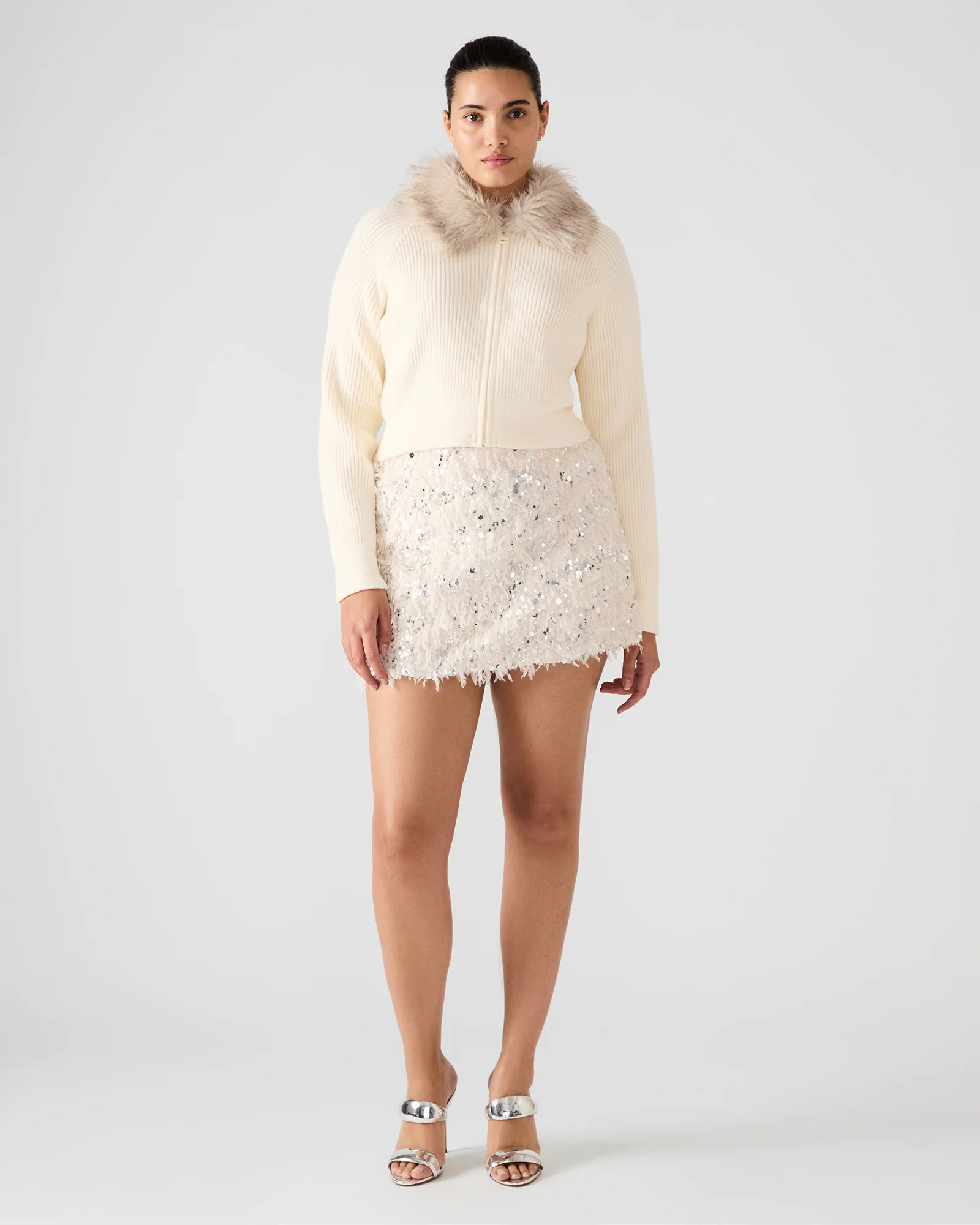 CINDI FEATHER SKIRT IVORY