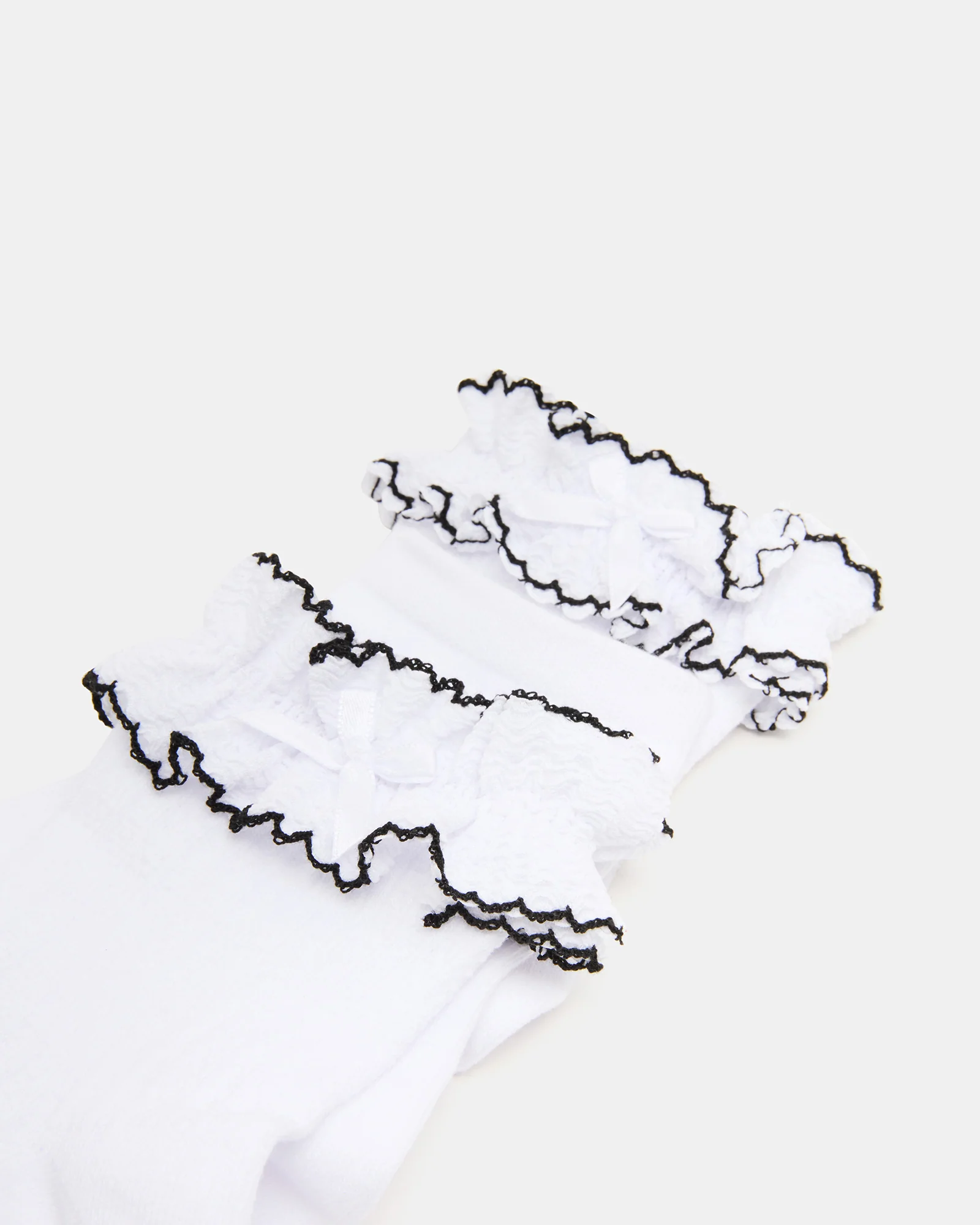 2 PACK AVA RUFFLE SOCKS WHITE - Image 2