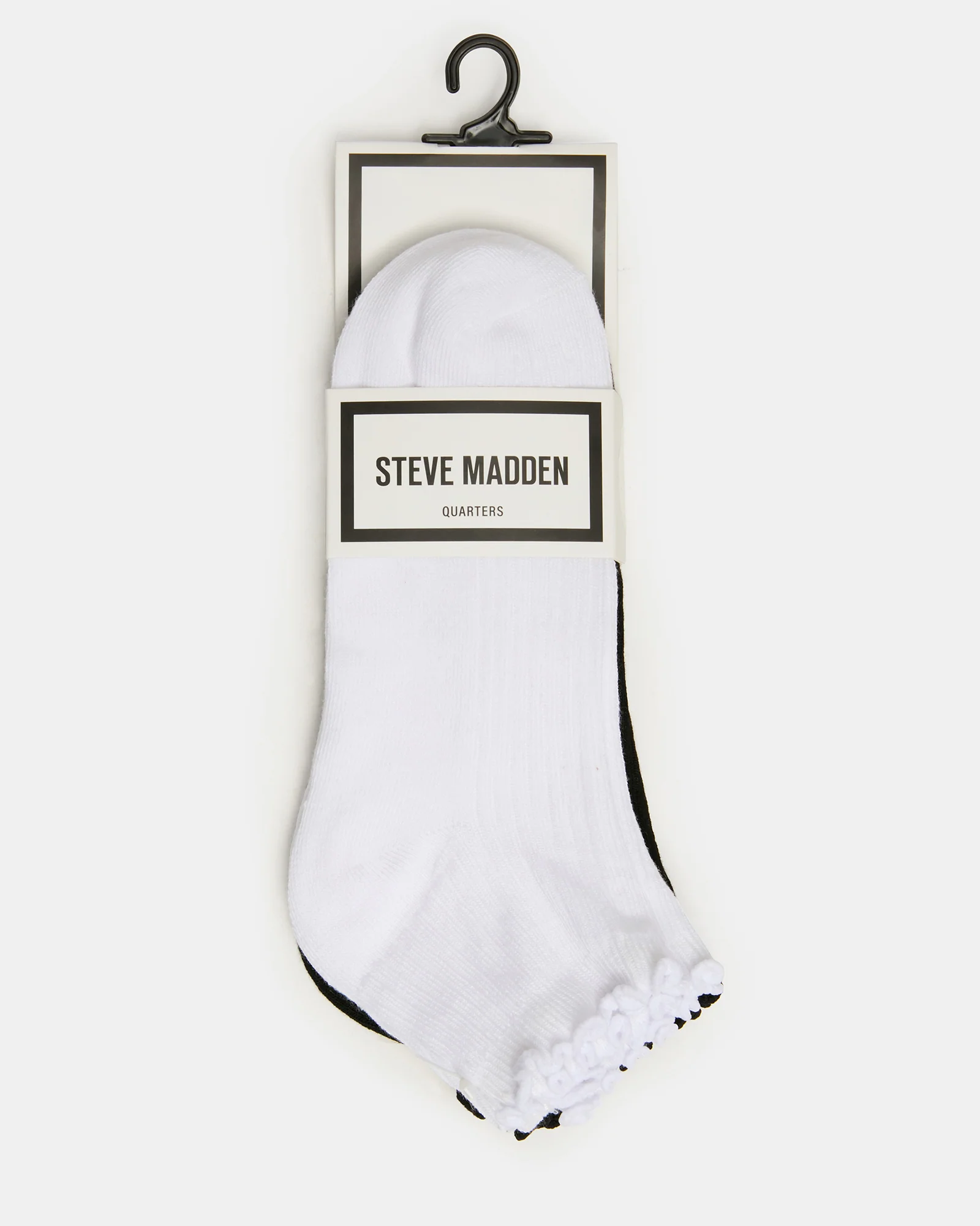 3 PACK EMMA LETTUCE EDGE SOCKS WHITE/BLACK - Image 3