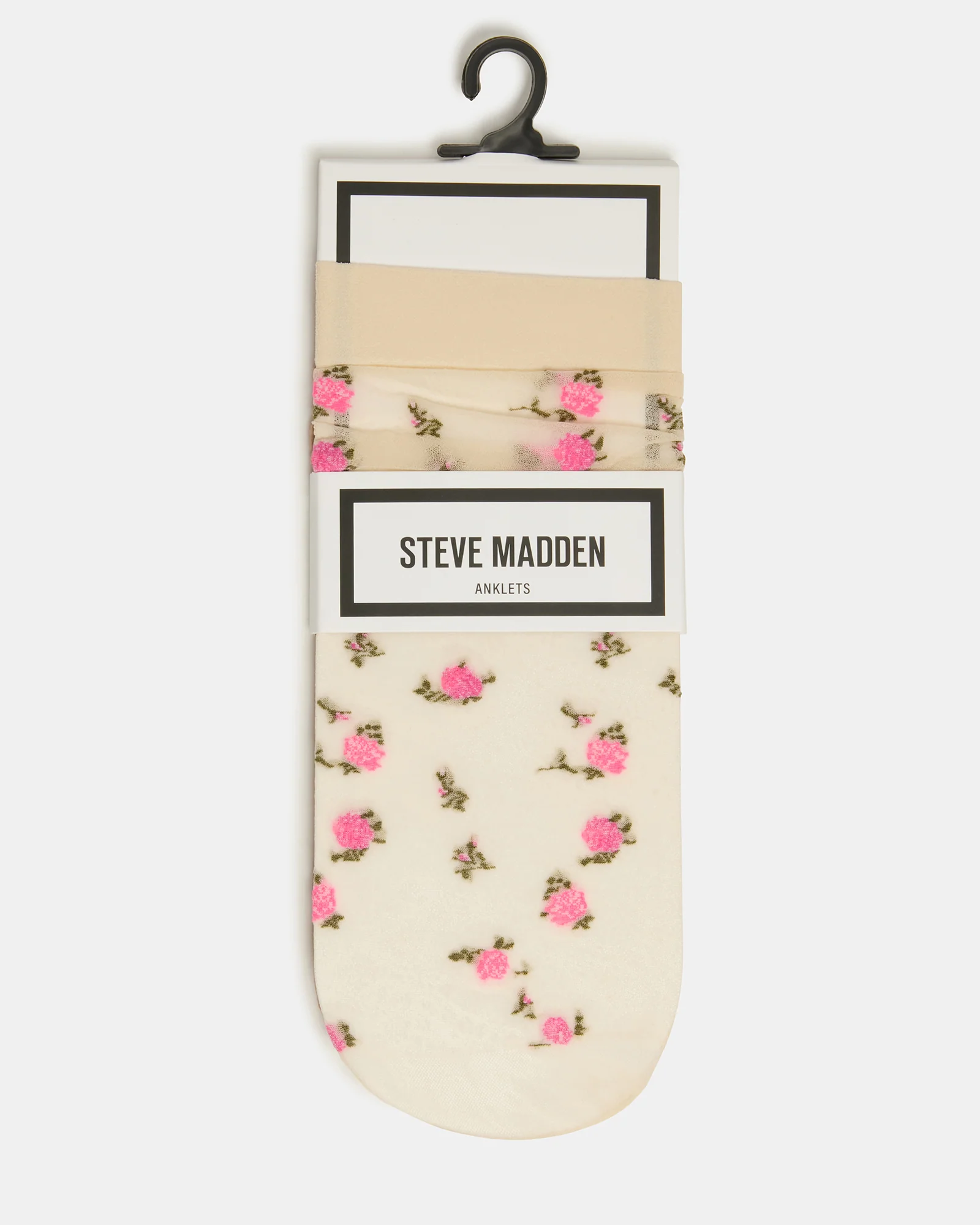 2 FLOWER PACK SHEER ANKLET SOCKS VANILLA - Image 4