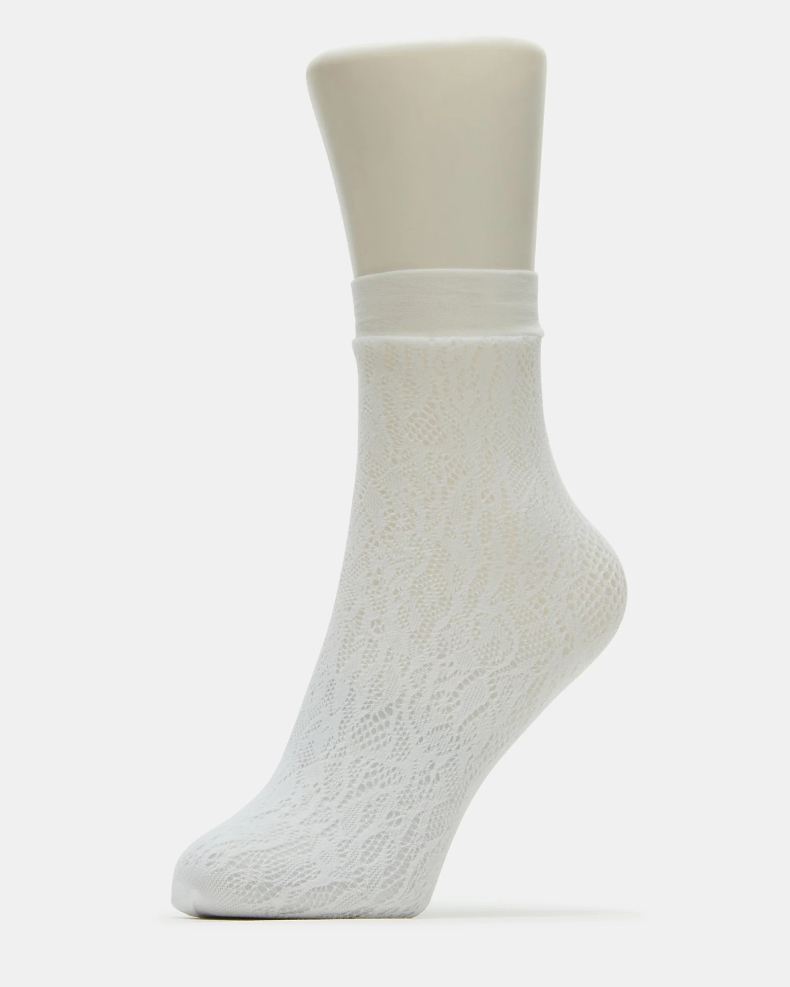 2 PACK LACE ANKLET SOCKS WHITE - Image 2