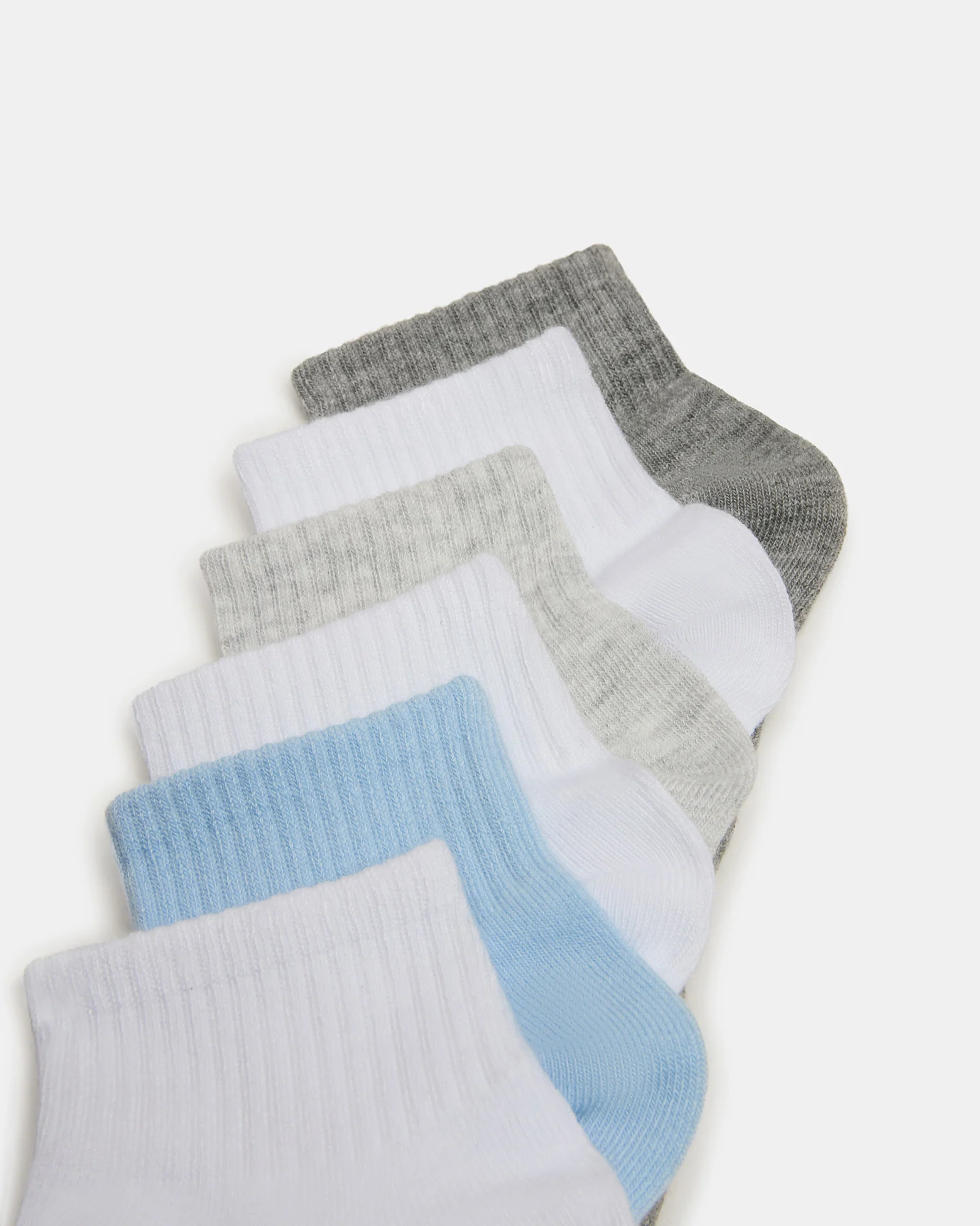 6 PACK PEYTON RIBBED QUARTER SOCKS WHITE MULTI - Image 2