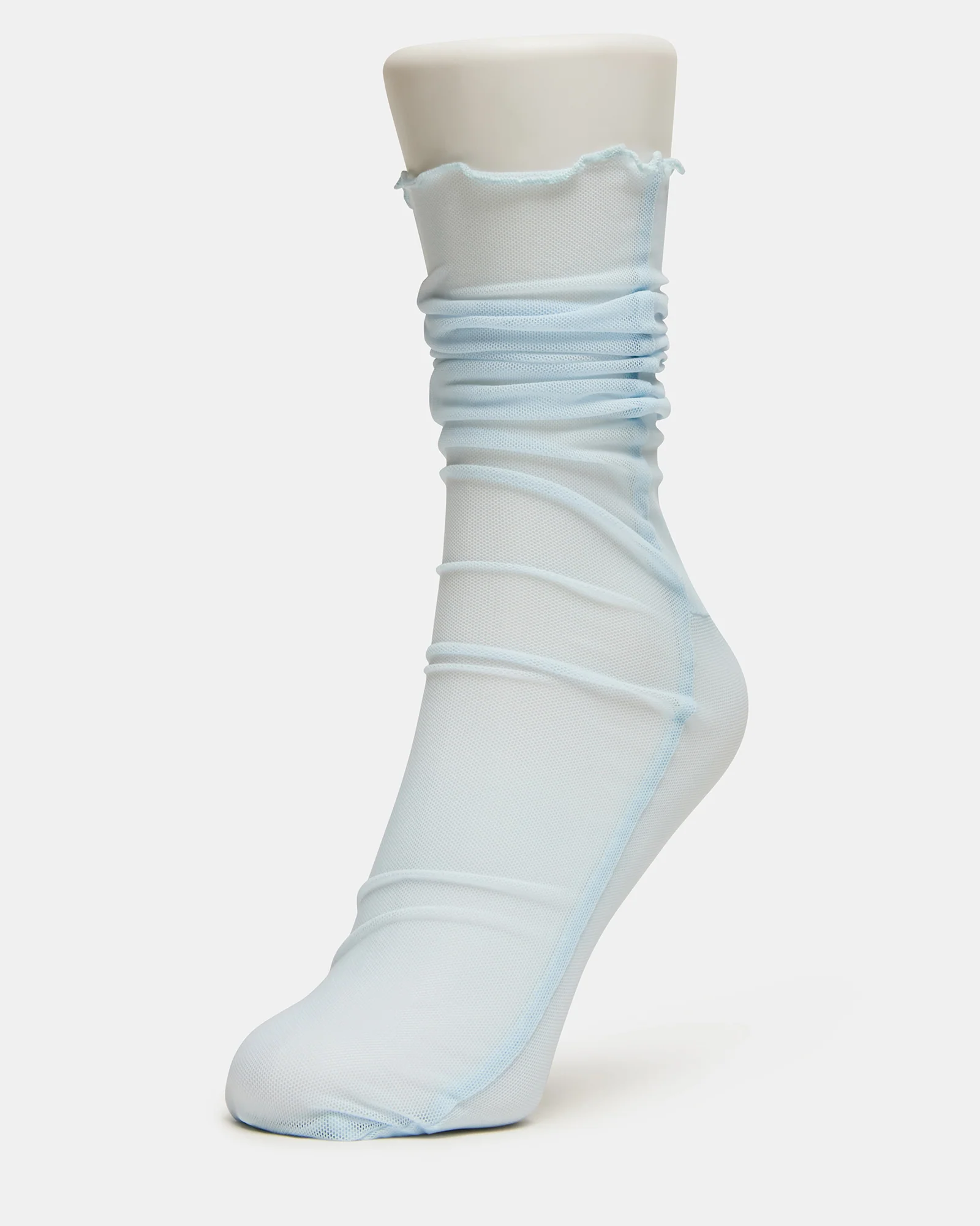 2 PACK SOFIA SOLID MESH CREW SOCKS LIGHT BLUE - Image 2