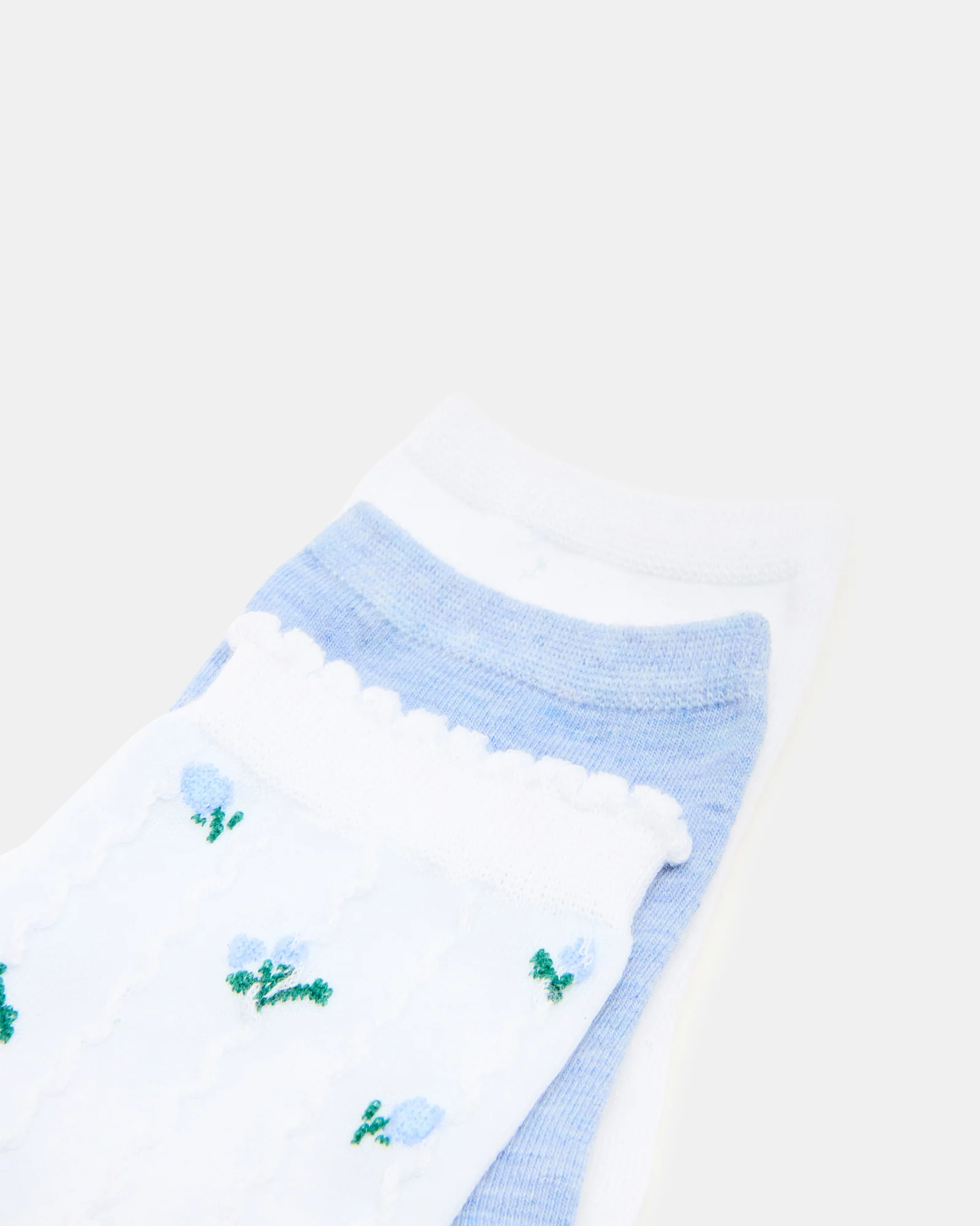 3 SPRING PACK FLOWER SOCKS WHITE MULTI - Image 2