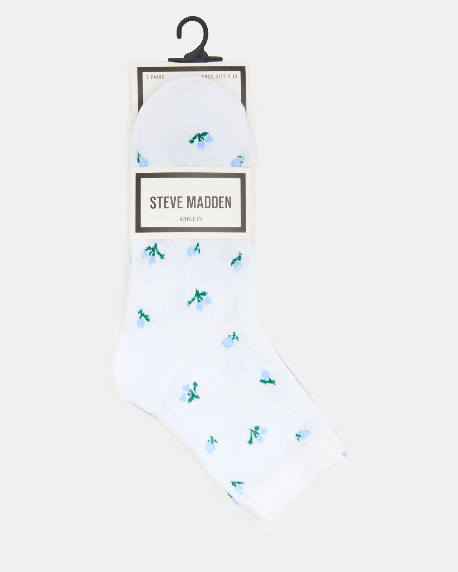 3 SPRING PACK FLOWER SOCKS WHITE MULTI - Image 3